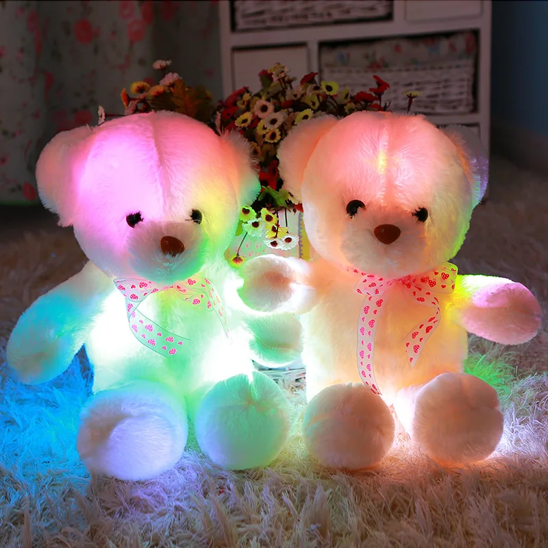 

35CM 50CM Colorful Glowing Cute Bear Luminous Stuffed Plush Toys Lovely Hug Bear Doll Gifts for Kids