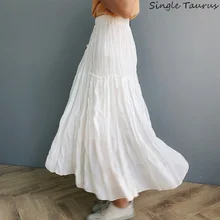 Летняя шифоновая юбка, женская элегантная однотонная черная юбка Jupe, асимметричная плиссированная Корейская юбка, повседневная юбка Faldas Mujer Moda, белая юбка миди