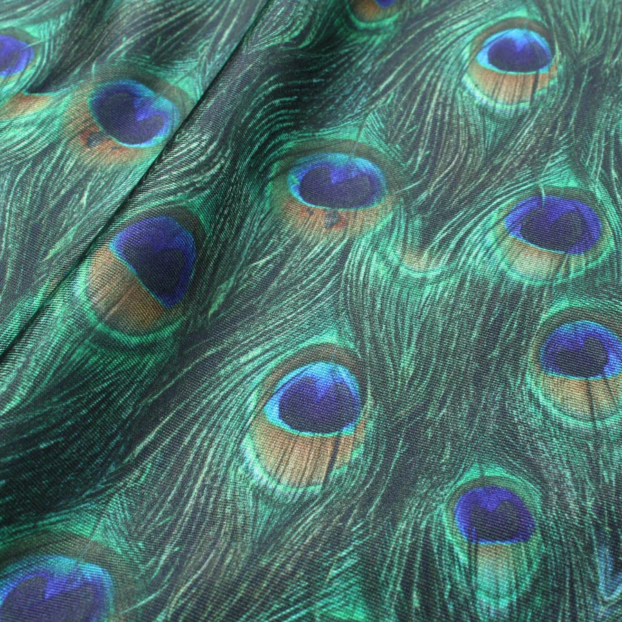 

Digital Print Peacock Knit Spandex Fabric Elastic Material Swimsuit textile 155cm wide by Yard