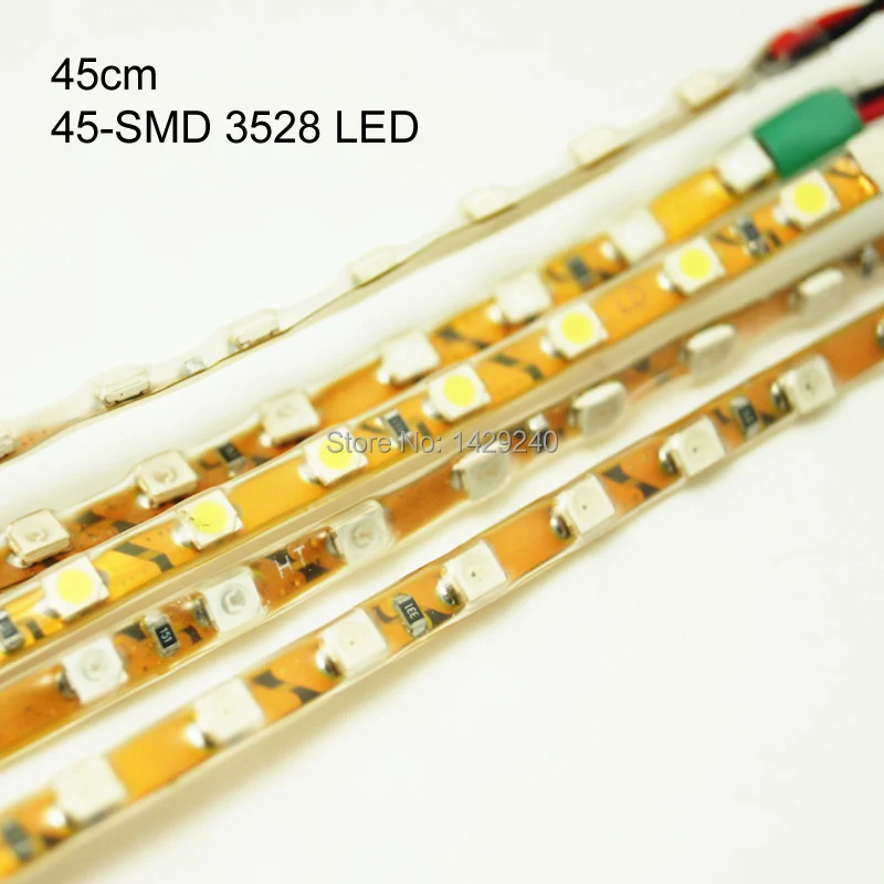 FEELDO 100 шт 12 V 45 см супер Водонепроницаемый 45-светодиодный SMD 3528 фонарь RGB Гибкая автомобиля декоративное люминесцентное освещение# CA4582