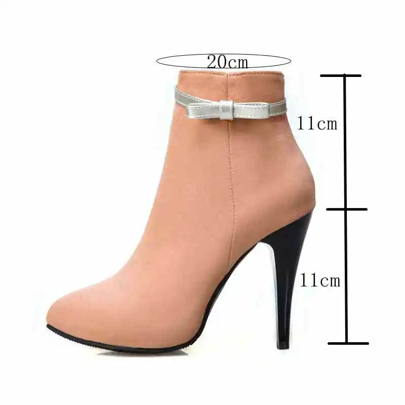 ORCHA LISA/Большие размеры 31-50, женские ботильоны из флока на платформе, сапоги для верховой езды на молнии ботинки на тонком высоком каблуке с пряжкой женские ботинки C678