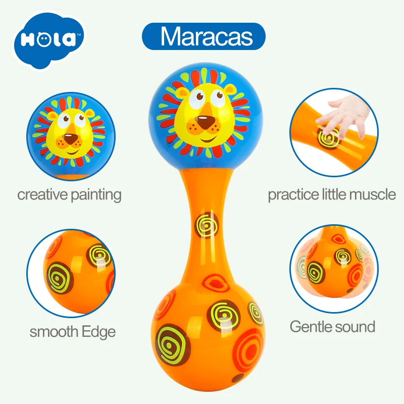 HOLA 3102A Baby Toys Dolls Musical Instruments Wood Rattles Toys For Babies Child Baby Shaker Toy For Children Gift Toys Shaker