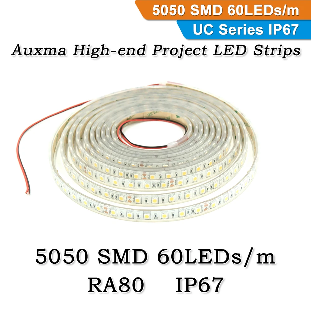 

5050 RA80 CRI80 60LEDs/m IP67 DC12V/24V 300LEDs/Reel,5meter/Reel Silicone Outdoor Waterproof LED Flexible Strip for bath Garden