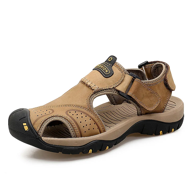 

2019 Summer Men Hiking Sandals Outdoor Leather Mountain Climbing Trekking Sport Shoes Anti-skid Breathable Aqua Water Sandals