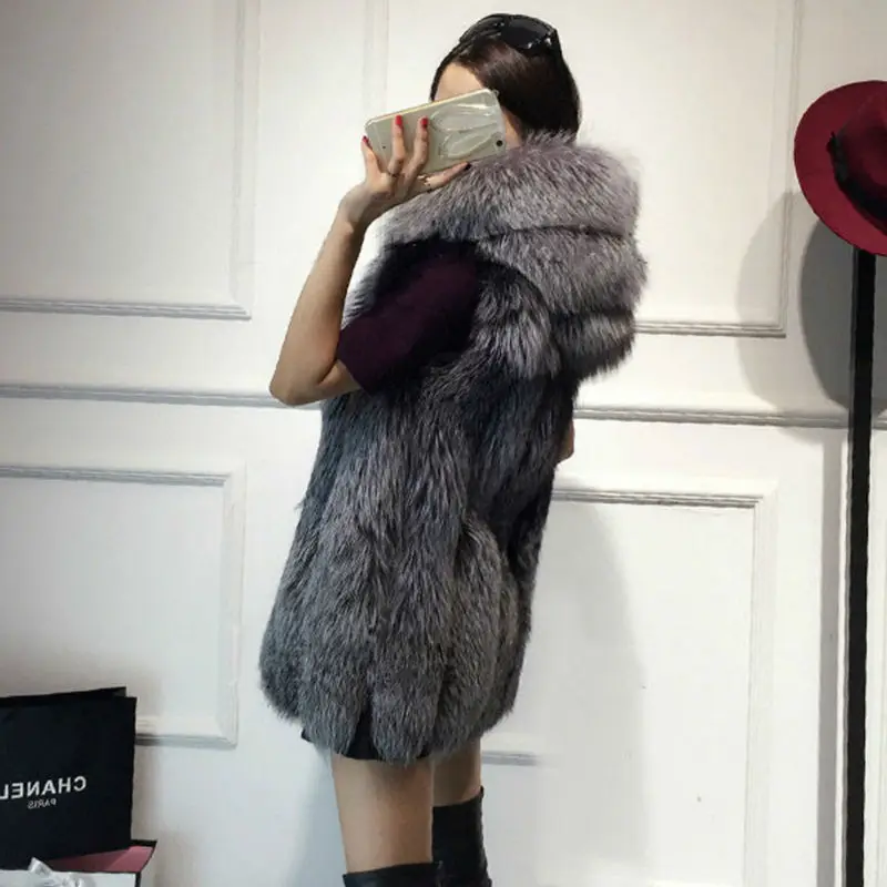 Женская Шуба из искусственного меха pelliccia donna осенняя шуба без рукавов с