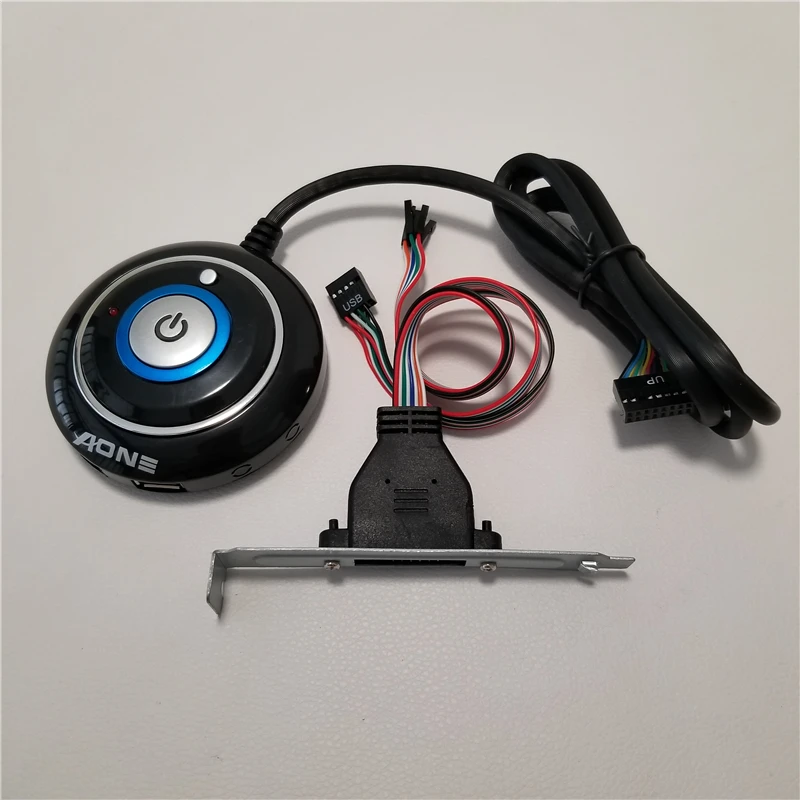 

PC Desktop Power Reset Switch Button ON OFF LED Status Light Dual USB Plug Bracket Mount Net Cafe