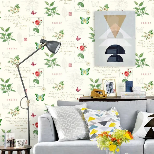 Beibehang 3d behang Landelijk bloemen Vlinder brief laat kinderkamer ... Beibehang 3d behang Landelijk bloemen Vlinder brief laat kinderkamer ...
