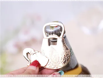 

Free Shipping 50pcs/lot New Arrival Wedding Gift High Quality Alloy Elephant Shape Household Gold Beer Bottle Opener