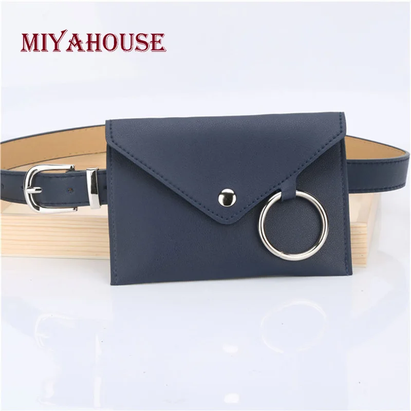 

Miyahsoue Fashion Women PU Leather Funny Pack Leather Belt Design Female Waist Pack Solid Color Ladies Waist Bag For Any Sport