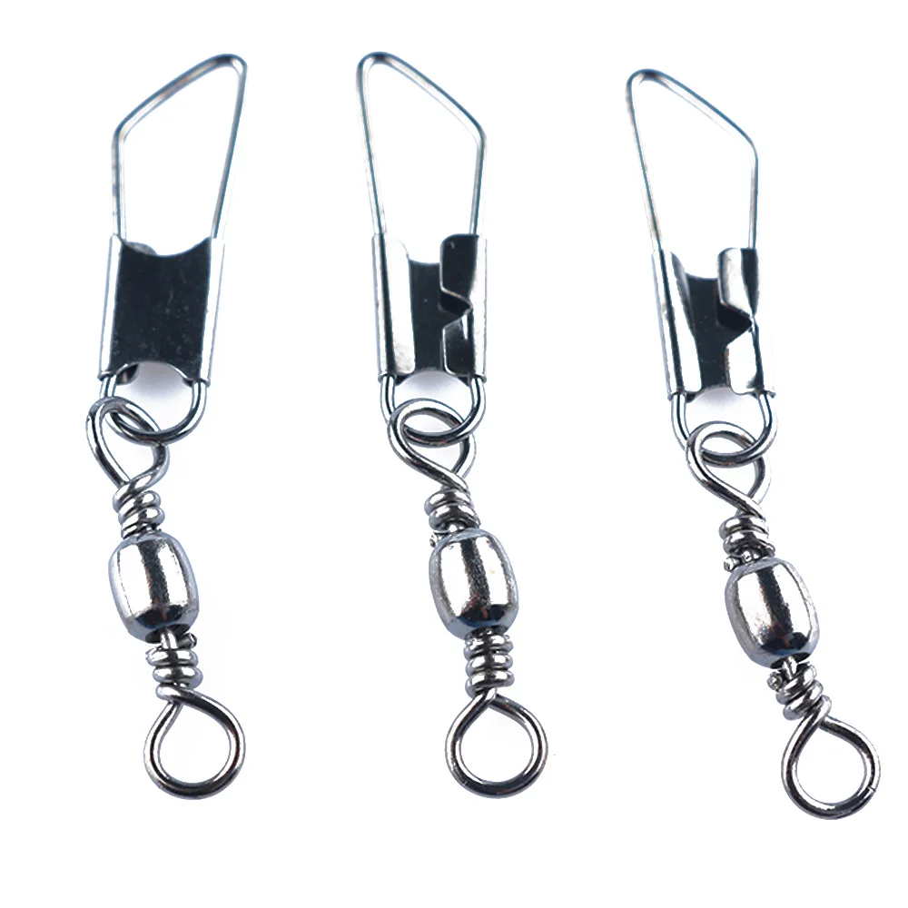 

50Pcs Stainless Steel Fishing Pin Line Connector With Interlock Snap Tackle Hanging Snap Swivel Solid Rings Fishing Tackle