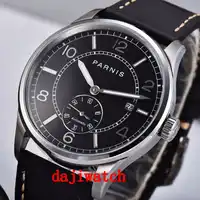 NEW Automatic Mechanical Watch Mens 42mm Parnis black dial calendar Leather