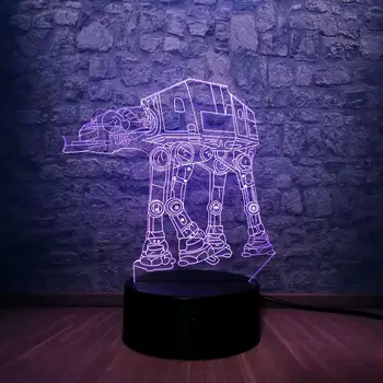 

3D Night Light Cartoon Star War Walker Microfighter Robot Troop Transporting dog Rebels Shuttle Multicolor Table Lamp Kid Toys