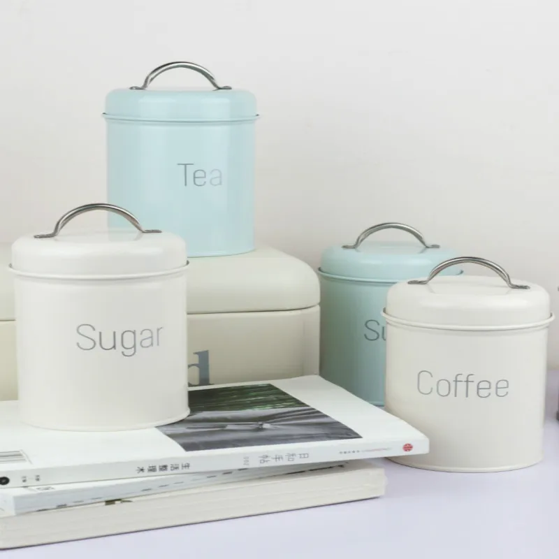 

Nordic style Storage Tank Steel Kitchen Utensils Multifunction Tea Coffee Sugar Househould Moisture-proof Cover Sealing Quality