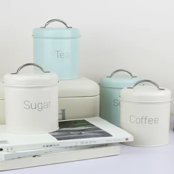 

Nordic style Storage Tank Steel Kitchen Utensils Multifunction Tea Coffee Sugar Househould Moisture-proof Cover Sealing Quality
