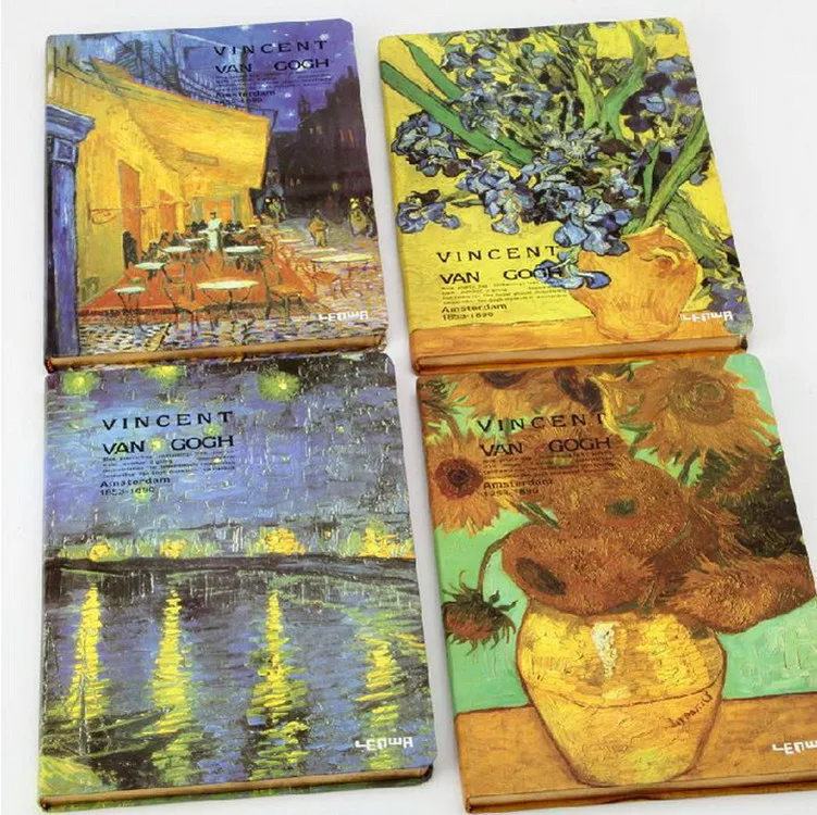 

Vintage hardcover Vincent Van Gogh painting art notebook gold trim diary journal A5 size gift journal