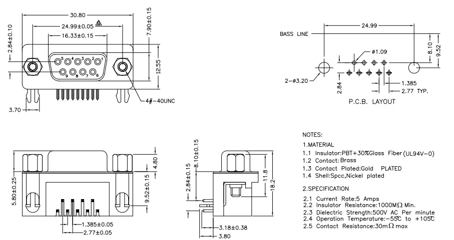 D-sub FeMale PCB