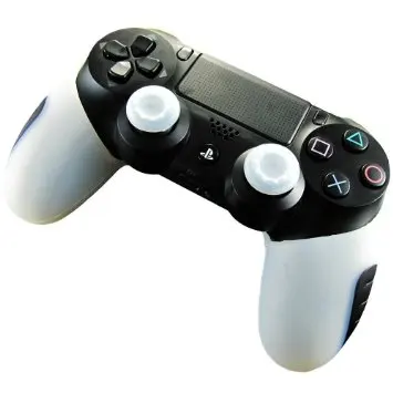 IVYUEEN, 12 цветов, для Playstation Dualshock 4, PS4 PRO, тонкий контроллер, силиконовый, толстый, половинный чехол+ 2 ручки для большого пальца - Цвет: Белый