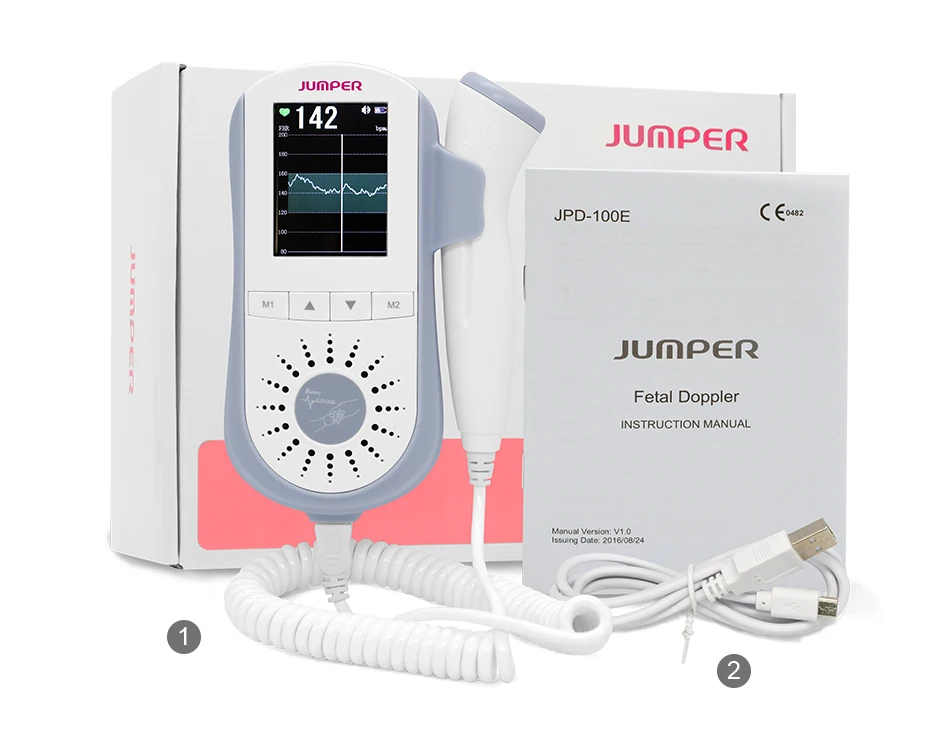 JUMPER Fetal Doppler Heartbeat Detector Portable Ultrasound Pregnant Baby Heart Rate Monitor LCD 3.0MHz Pocket Vascular Doppler (5)