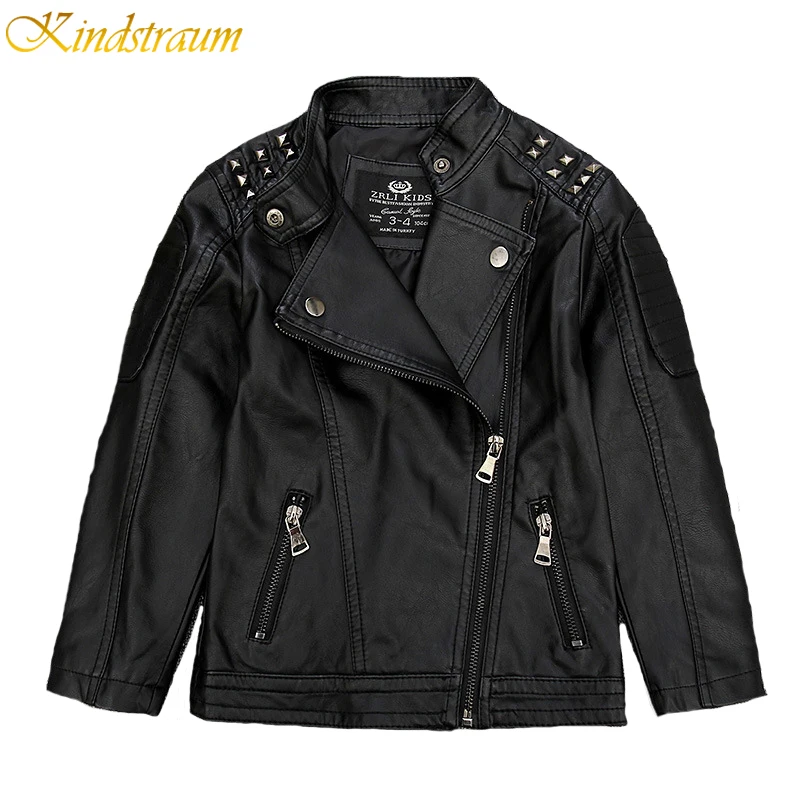 

Kindstraum 2017 New Kids Faux Leather Jackets For Boys & Girls Children Fashion Brand Coats Outerwear Spring & Autumn,MC213