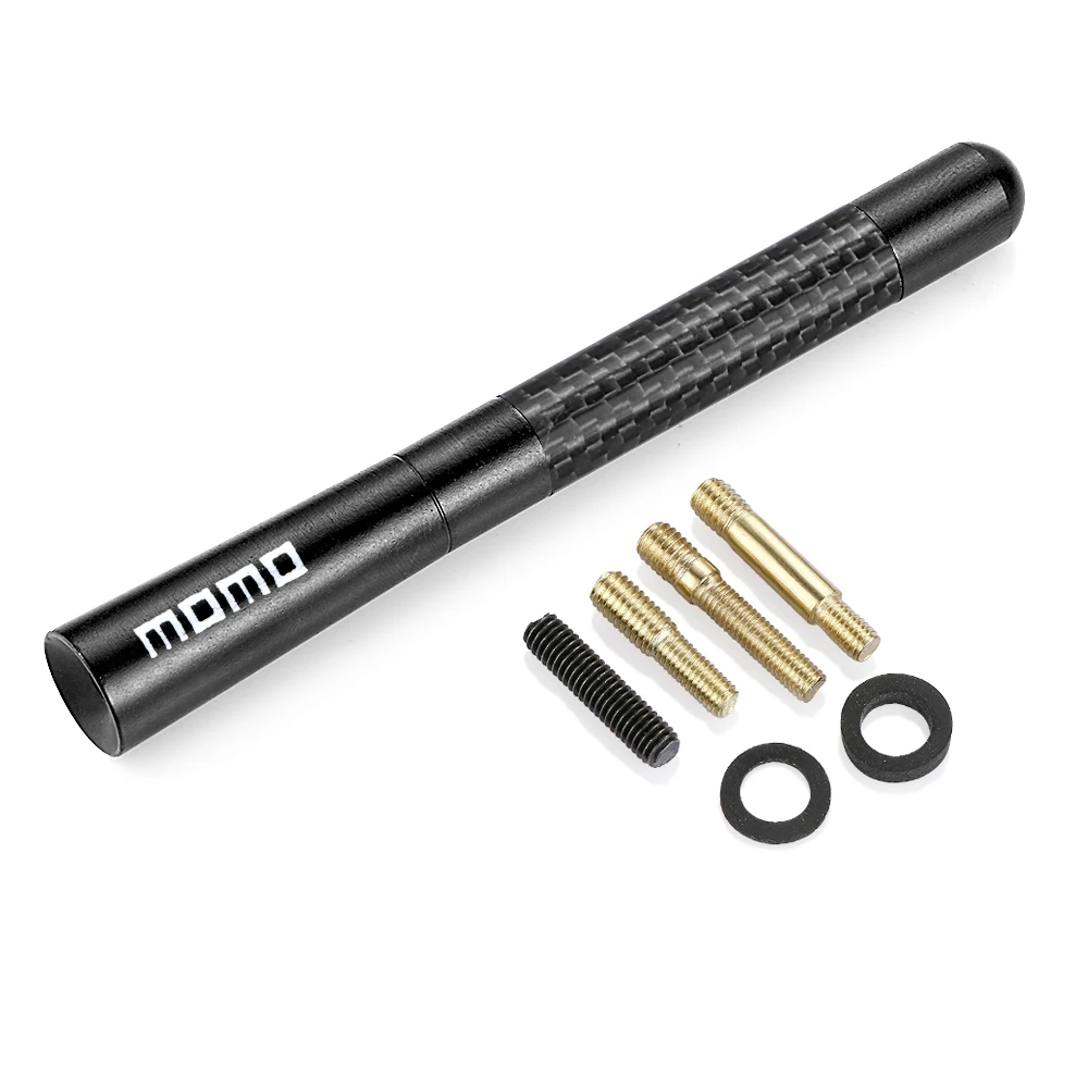 Car Antenna 12cm Momo 4.7inch Carbon Fiber Car Roof AM/FM Radio Aerial Decorative Antenna Universal For Most Vehicle Auto