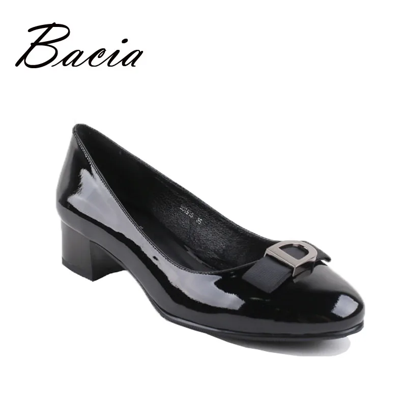 

Bacia Low Heel Fashion Shoes Sheepskin Genuine Leather Pumps Round Toe Low Heels Female zapatos Mother Shoes Russian Size VB018
