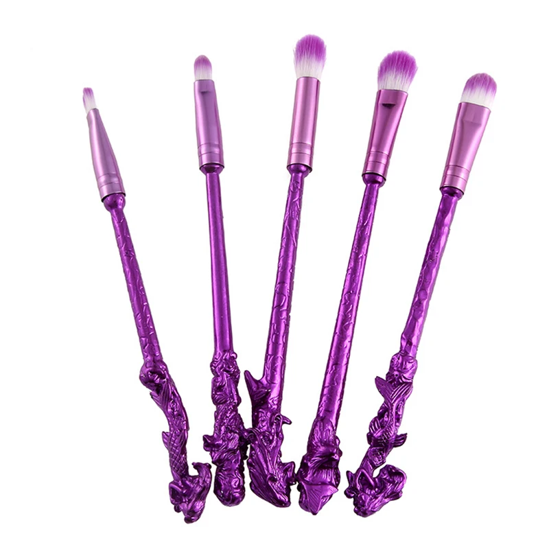 

5PCS Mermaid Magic Scepter Metal Handle Makeup Foundation Contour Makeup Brushes Set Beauty Snake Shape makeup brush Tool