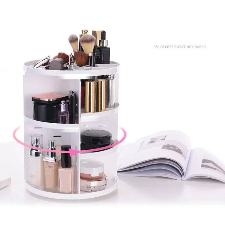 

Makeup Organizer 360 Rotating Adjustable Storage Box Large Capacity Rack for Cosmetics Brushes QS888