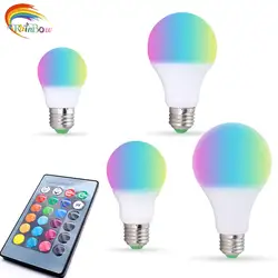 E27 RGB LED лампа AC110V 220 В 3 5 7 9 Вт спальня пятно света затемнения волшебный Праздник Rgb освещение + ИК-Дистанционное управление 16 видов цветов