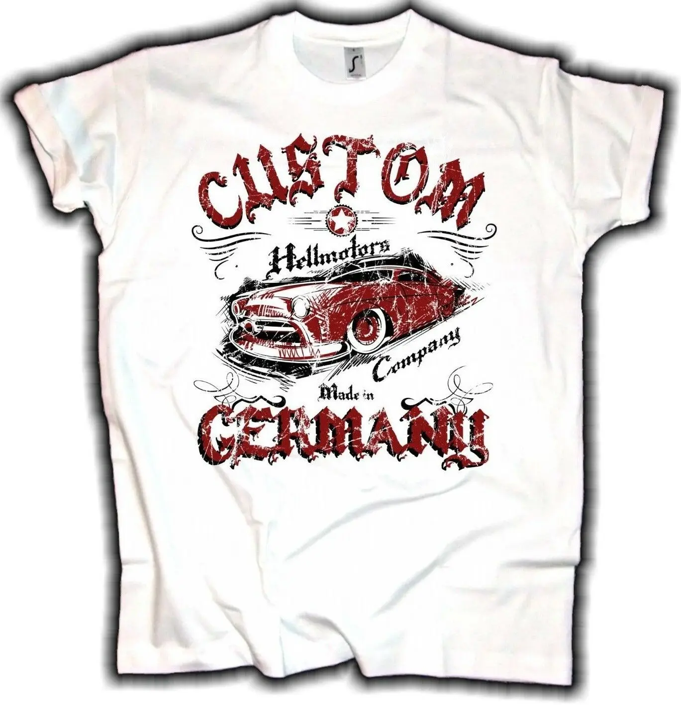 Немецкая футболка Hotrod V8 Men'S на заказ Oldschool Oldtimer Rockabilly Американские Футболки с