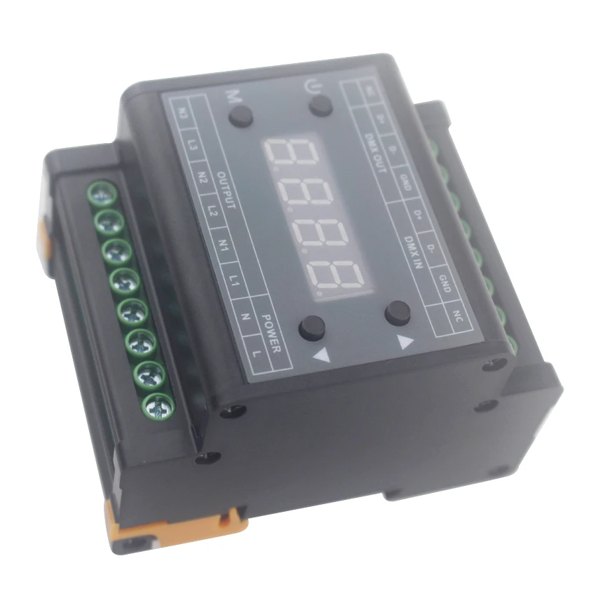 DMX302 3 канала Triac 220v Led Dmx диммер 220v выключатели со светодиодным индикатором для Светодиодная лампа 110 w/220 w задней кромки затемнения