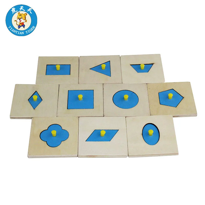 

Montessori Baby Wooden Toys Educational Training Single Geometry Shape Puzzles 10 Pcs