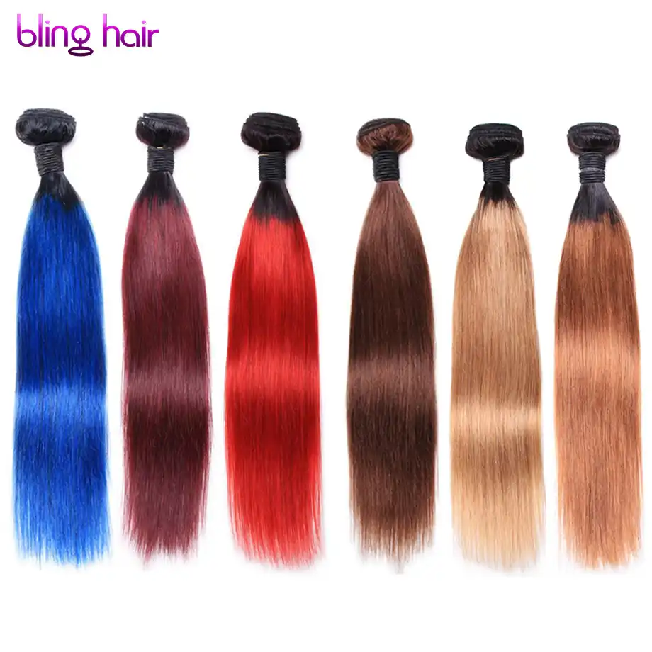 Bling Hair Pre Colored Straight Human Hair Extensions Brazillian