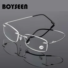 Boyseen очки для чтения без оправы Для мужчин Титан сплав раз Для женщин квадратные очки при дальнозоркости, бескаркасные очки 1,0 1,5 2,0 2,5