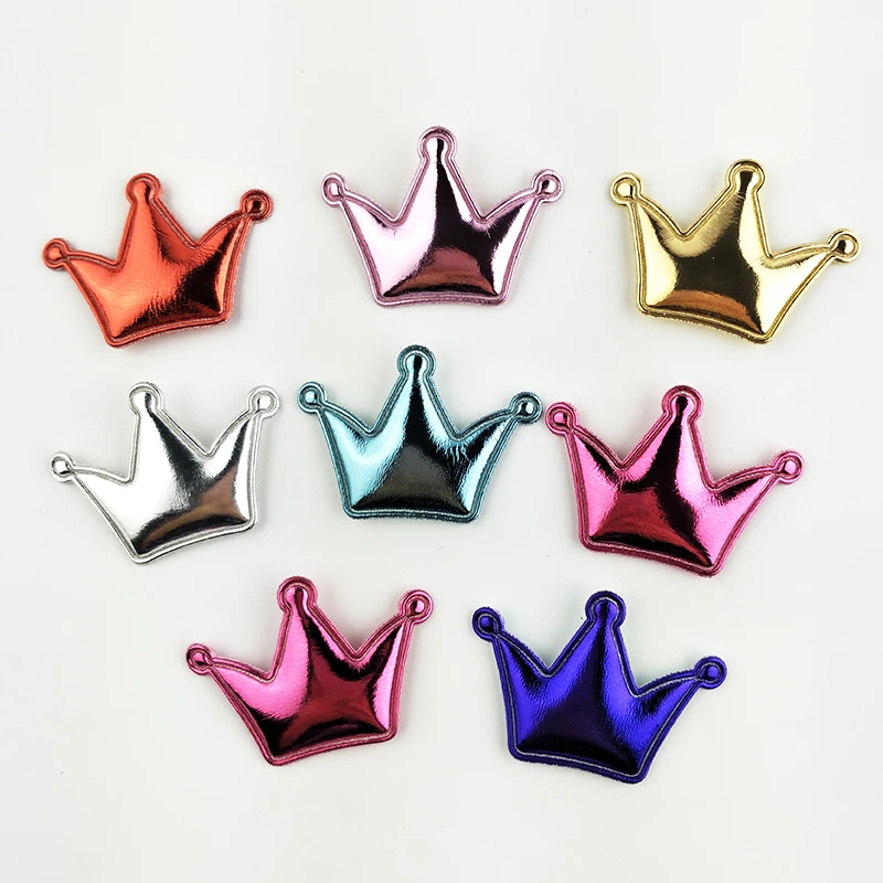 

4.3x3cm 50pcs/Lot Multicolors Pu Crown Shape Patches Padded Felt Appliques Hair Hat Decorative