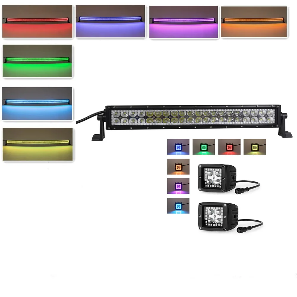 Nicoko 120w 20/22" straight LED light bar with Multicolor RGB halo