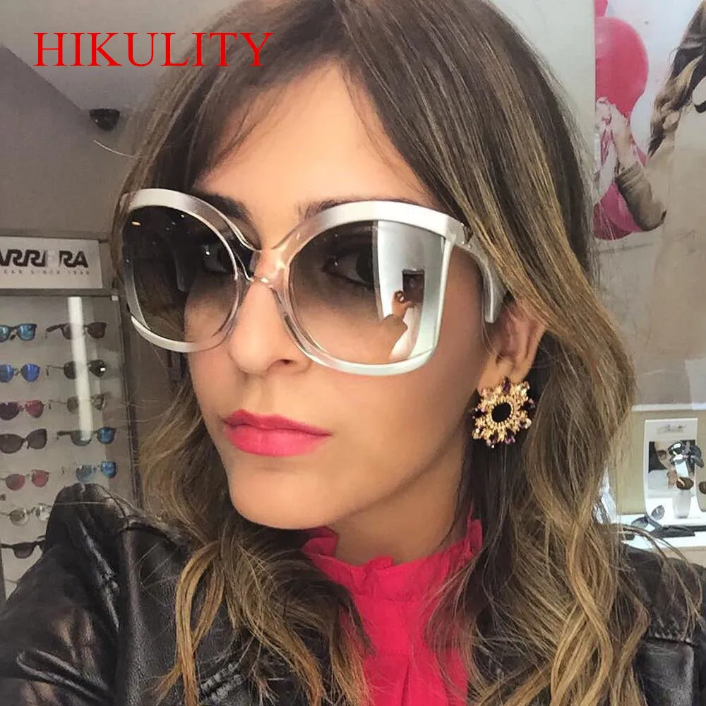 Black Oversized Sunglasses Women Fashion Vintage White Brown Big Shades