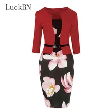 Женское осеннее платье, цельное, в стиле пэчворк, цветочный принт, элегантное, для бизнеса, вечеринки, Формальное, для офиса, плюс размер, облегающее, облегающее, для работы, платья