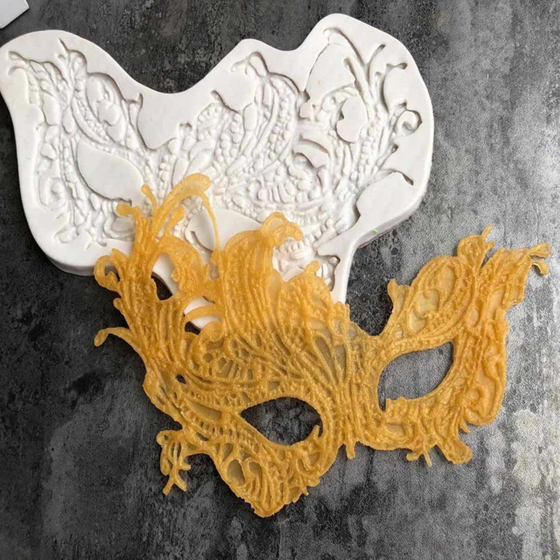 Mardi Gras Silicone Fondant Molds Set - Masquerade Mask, Indian Drum & Alice Wonderland Hat For Cupcake, Chocolate & Candy Making
