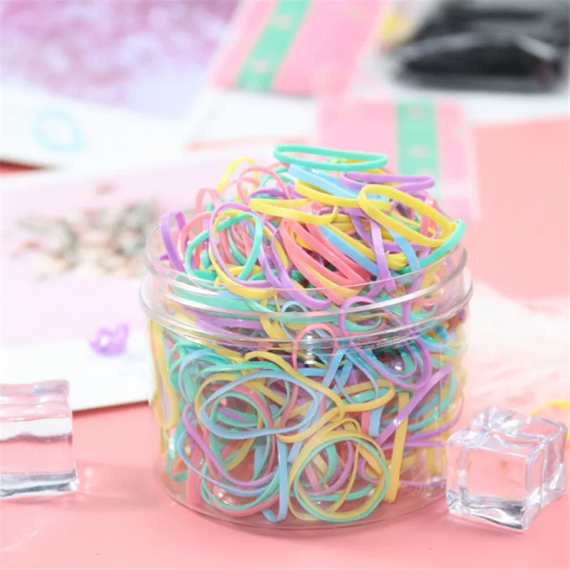 800Pcs/Lot Mini Elastic Hair Bands Hair Accessories Gift Box Set Candy Color Disposable Rubber Band Cute Hair Bands for Girls - Color: spring