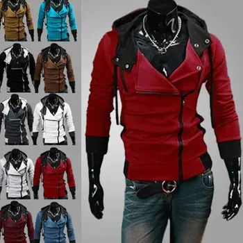 

Men's fashion irregular hooded jacket men Slim male zipper variety color street style pocket long sleeves top coat plus size 6xl