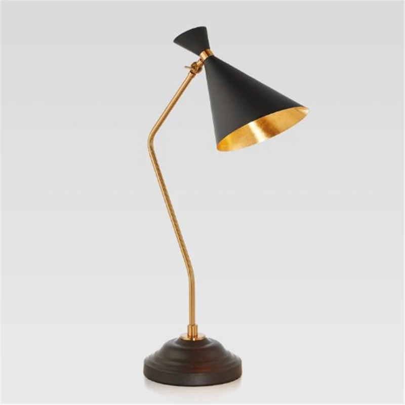 

Golden/Black Nordic Modern Simple Creative Personality Adjustable Table Lamp Industry Retro Study Bedroom Free Shipping