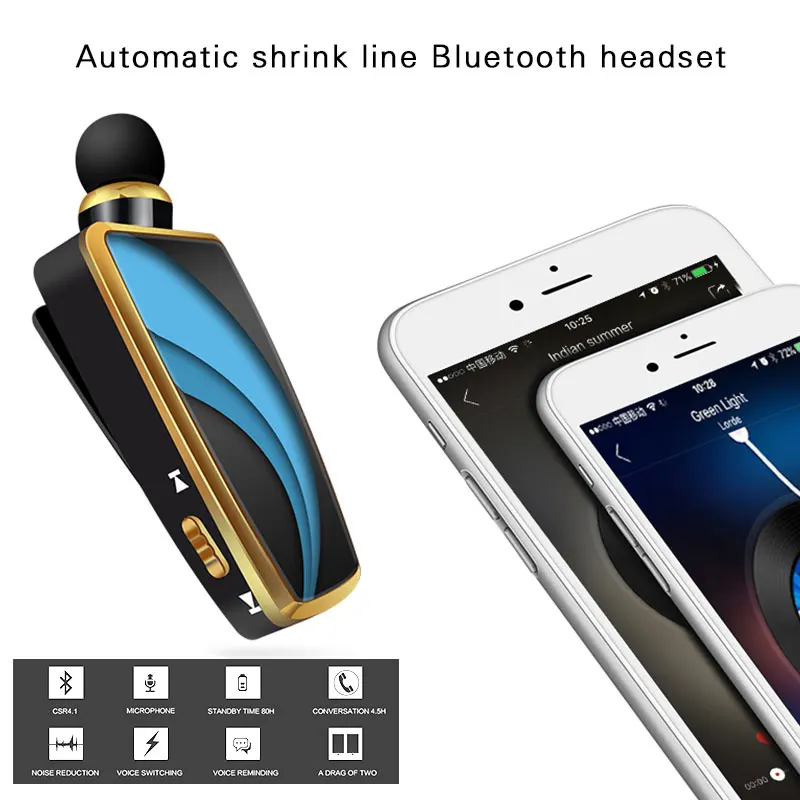

New Collar-clip Type In-Ear Bluetooth Earphone CSR4.1 HD Sound Quality Business Earphone with Mic for Mobile Phone