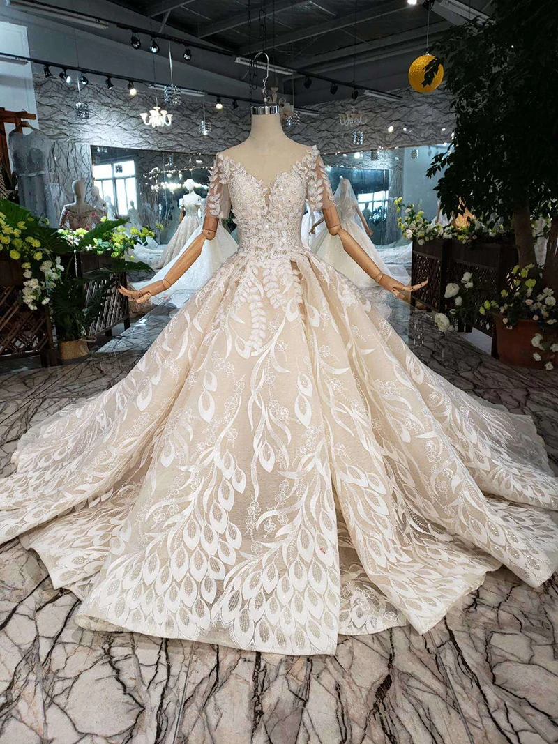 leaf lace wedding dress