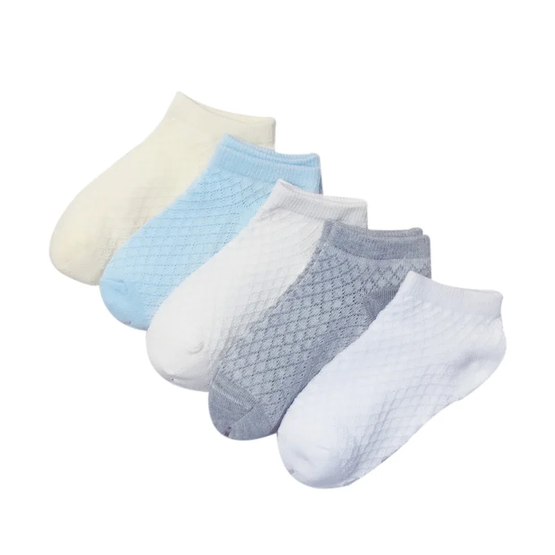 5 Pairs/Lot Spring Summer Mesh Thin Kids Socks Unisex Toddlers Children Casual Short Cotton Baby