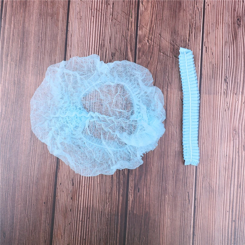 

100pcs Disposable Hair Shower Hat Net Bouffant Cap Salon Elastic Hat for Eyelash Tattooing Propylene Non-Woven Head Cover Hat