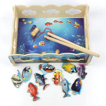 

Children's educational wooden toys magnetic fishing cat toy fishing game fun parent-child interaction Jigsaw Puzzle Board Toys
