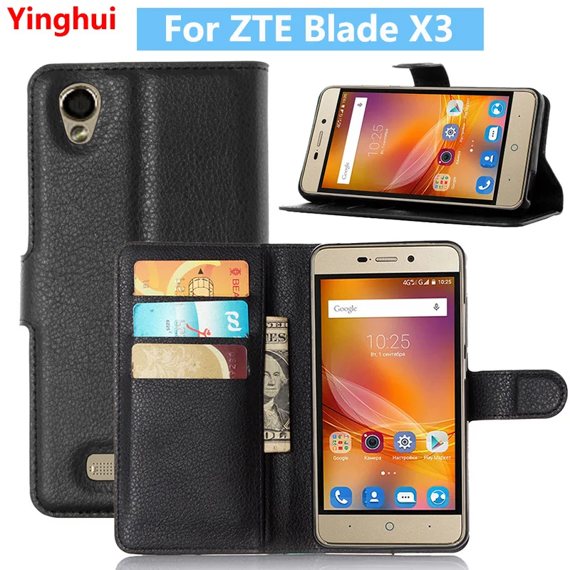 Флип кошелек для ZTE Blade X3 чехол книжка кожаный подставка с отделением карт