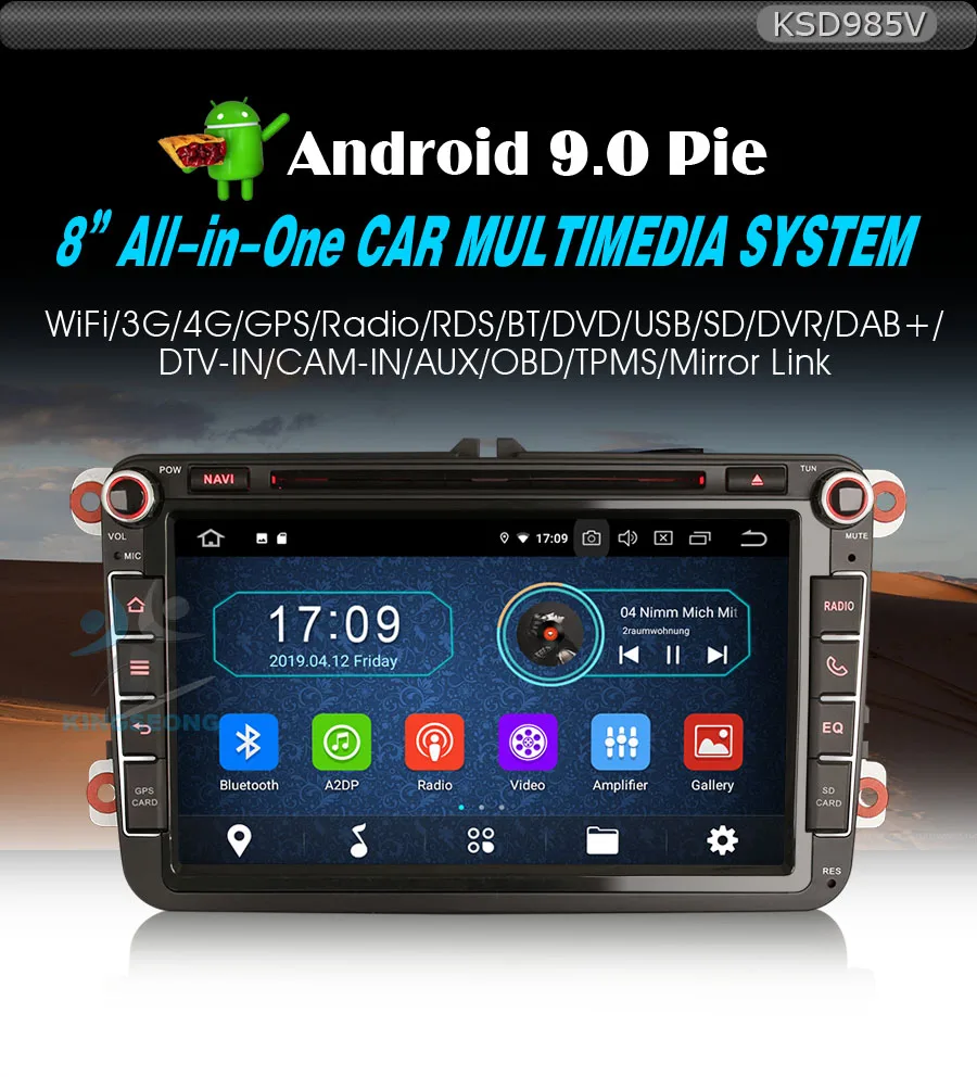 Cheap 8 inch Android 9.0 DAB+ Autoradio GPS NAVI DVD for PASSAT GOLF TIGUAN POLO AMAROK EOS SEAT Car stereo DVR OBD DVT-IN Bluetooth 0