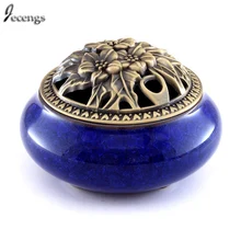 Курильница с латунной калабашей подставка для ароматических палочек фарфоровая украшенная курильница для использования с гранулированным порошком из смолы