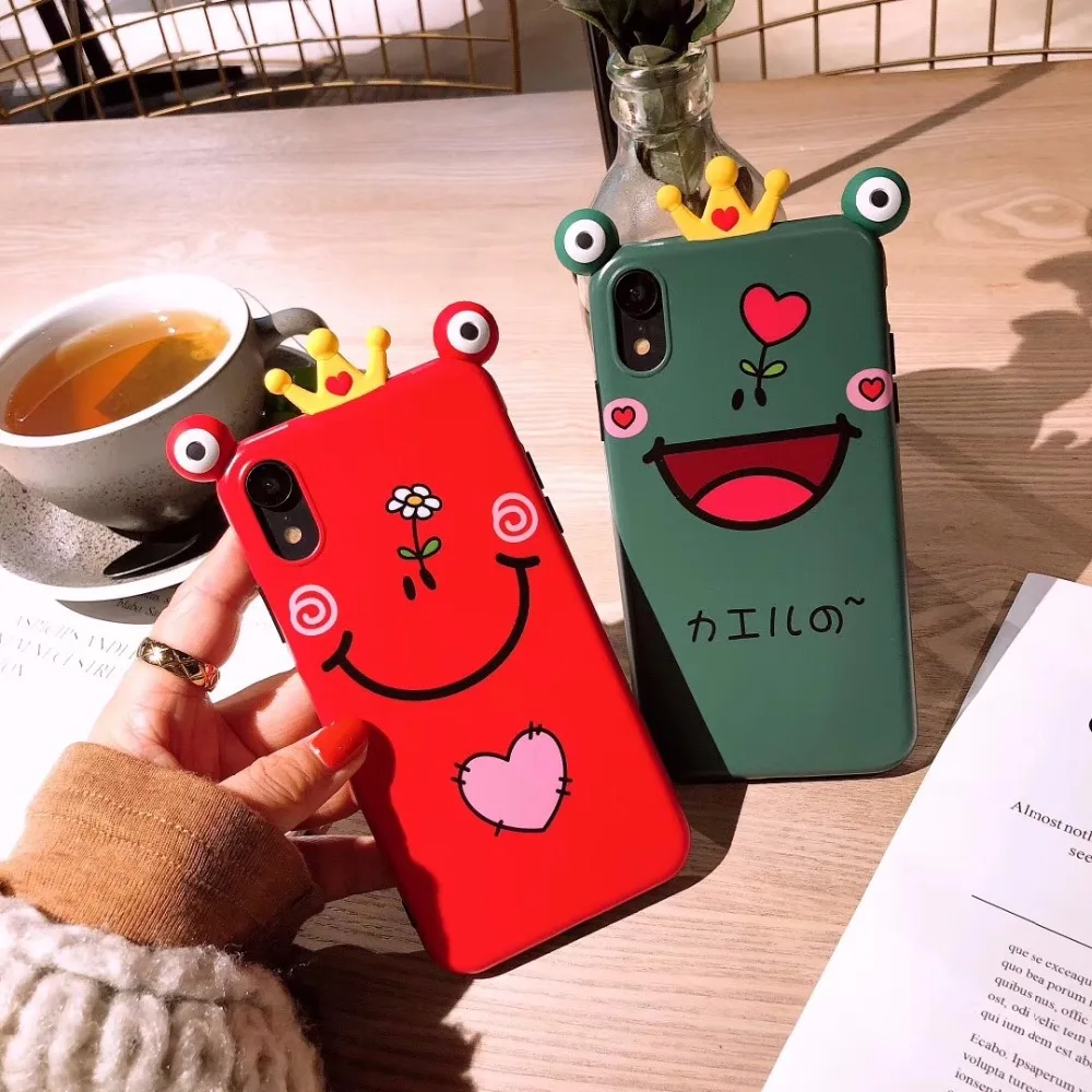 

Funny Cartoon Frog Phone Case For iphone X 8 6S 6 7 plus Case For iphone XS Max XR Back Cover Fashion Cute Couples Soft Cases